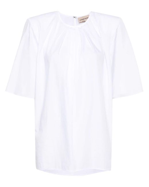 Alexandre Vauthier White Bluse mit plissierten Pads