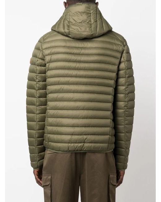 Save The Duck Green Logo-Patch Padded Jacket for men