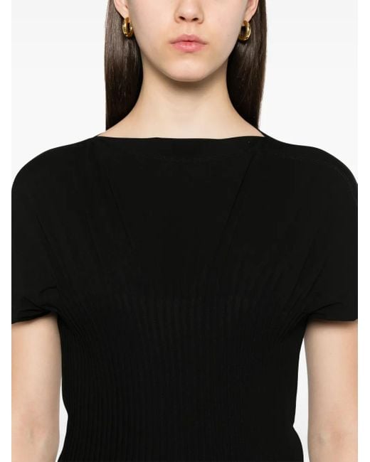 Totême Black Pleated Jersey Maxi Dress