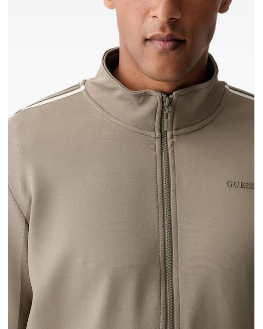 Guess Natural Side-Stripe Zip-Up Sweatshirt for men