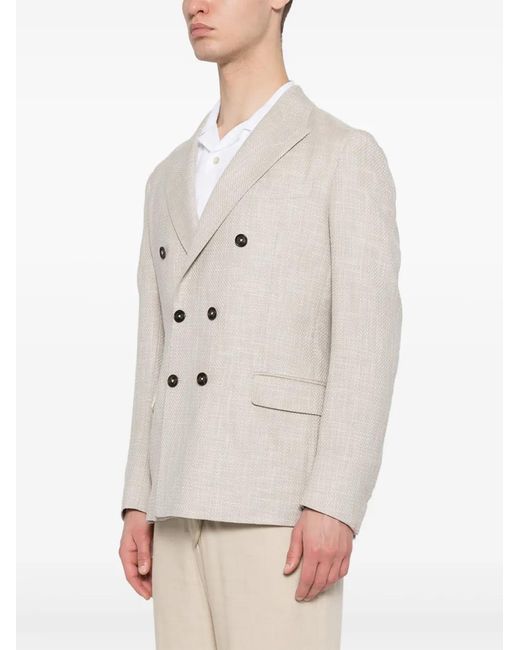 Eleventy Natural Double-Breasted Blazer for men
