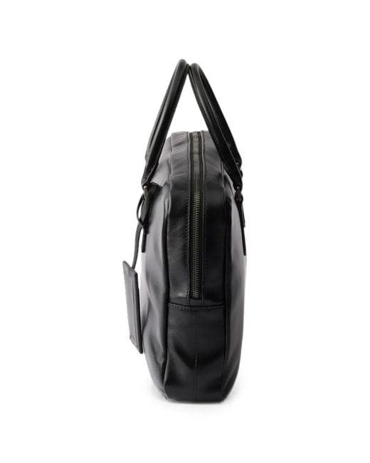 Prada Black Leather Work Bag for men