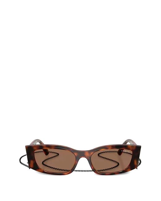 Vogue Eyewear Brown Tortoiseshell-Effect Rectangle-Frame Sunglasses