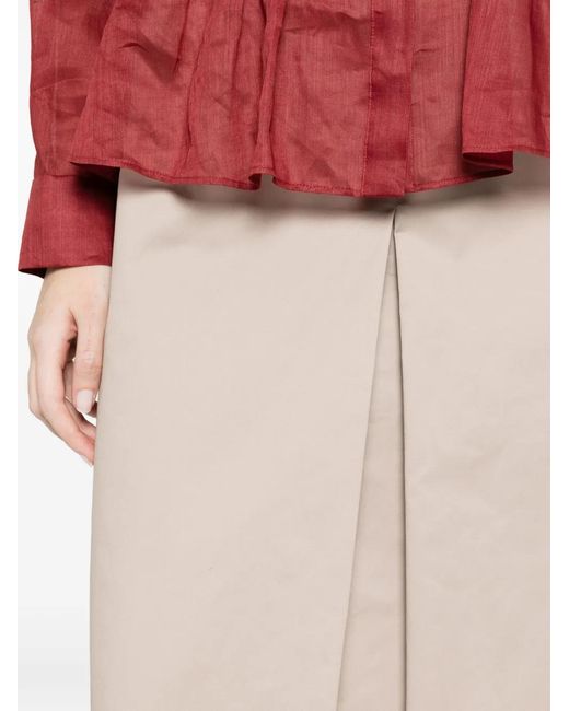 Alpha Studio Natural Pleated Midi A-Line Skirt