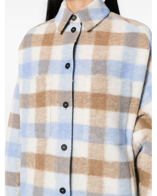 IRO Blue Wallis Check-pattern Coat