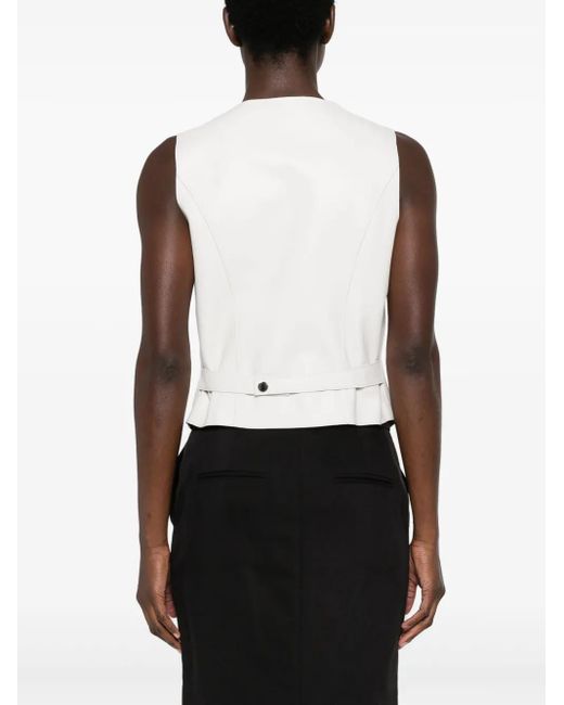 P.A.R.O.S.H. White Single-Breasted Leather Waistcoat