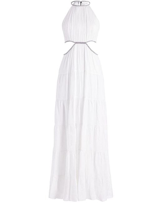 Alice + Olivia White Myrtice Maxikleid mit Cut-Outs