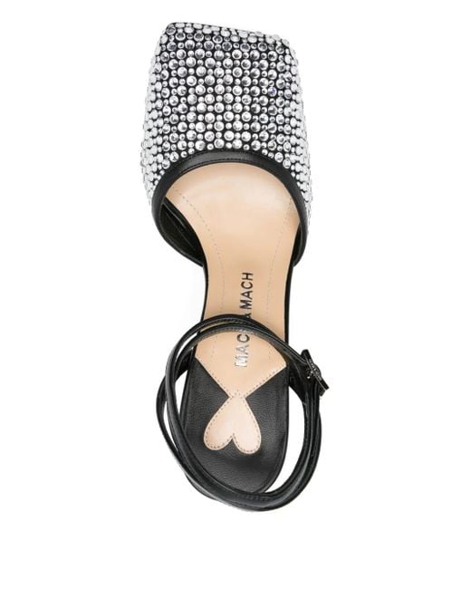 Mach & Mach 95 Mm Pumps Verfraaid Met Kristallen En Enkelbandje in het Black
