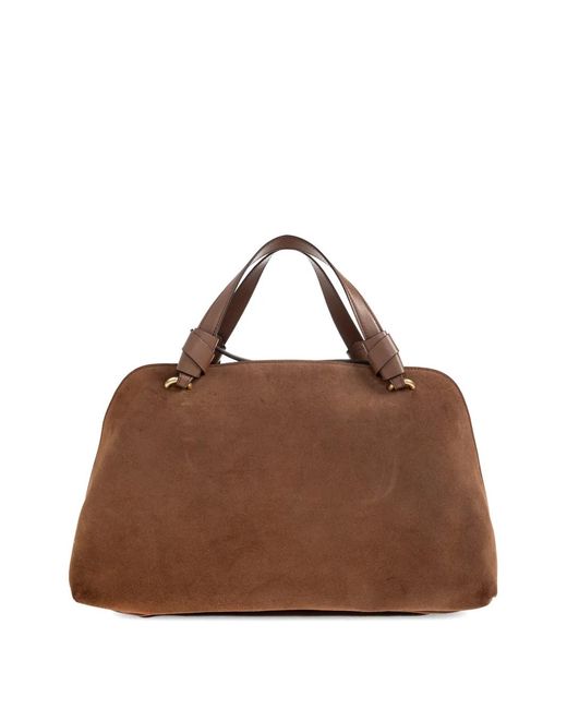 Neous Brown Handle Suede Tote Bag