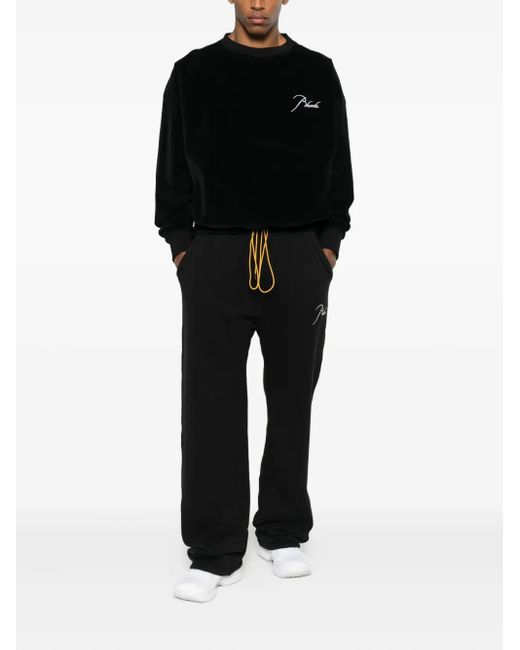 Rhude Black Logo-Embroidered Track Pants for men