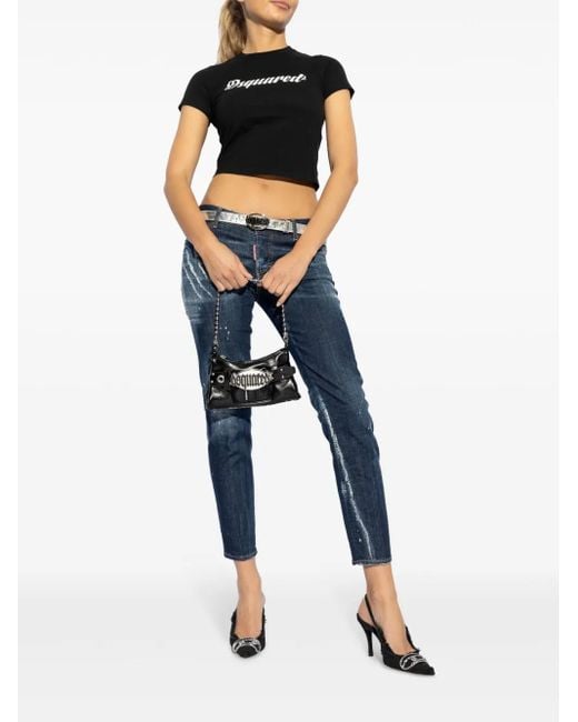 DSquared² Blue Logo-Patch Cotton Jeans