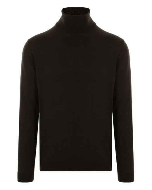 Roberto Collina Black Turtleneck Merino Wool Sweater for men