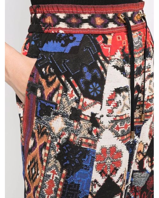 Balmain Blue Abstract Pattern-Print Cropped Trousers