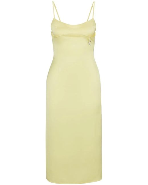 HUGO Yellow Logo-Charm Satin Midi Dress
