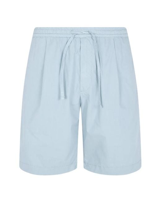 Michael Coal Blue Drawstring Pleated Track Shorts for men