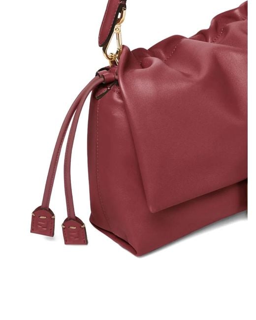 Fendi Red Medium Mamma Baguette Ff-Buckle Tote Bag