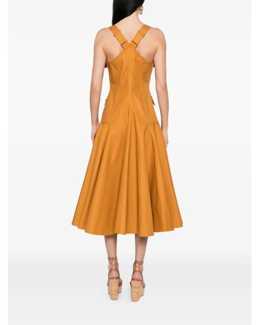 Zimmermann Orange Robe Mi-Longue À Poches Multiples