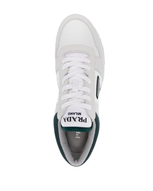 Prada Downtown Re-nylon Leren Sneakers in het White voor heren