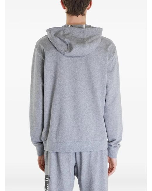 EA7 Gray Logo-Print Drawstring Hoodie for men