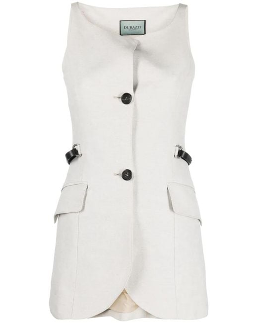 DURAZZI MILANO White Button-Fastening Sleeveless Waistcoat