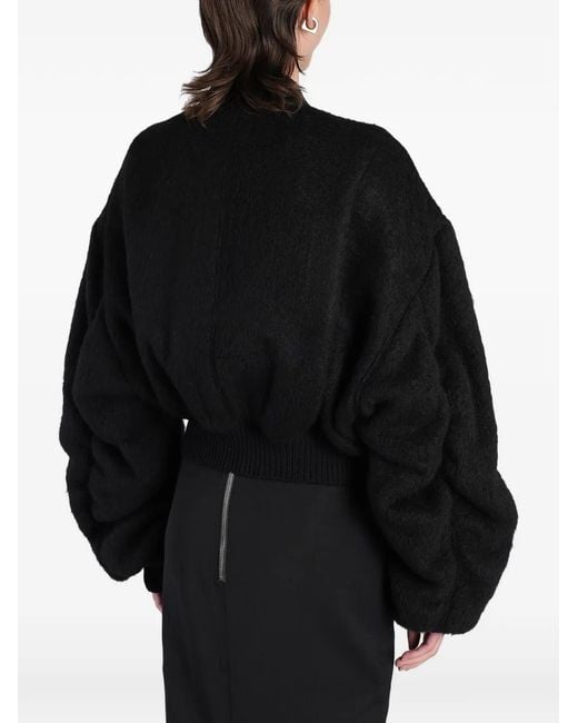 Rick Owens Black Cropped Oversized Bomber Jacket