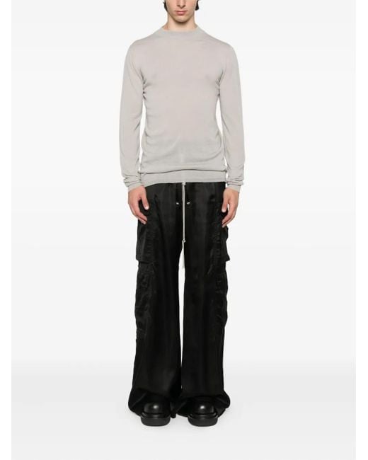 Rick Owens White Wool Long-Sleeved T-Shirt for men