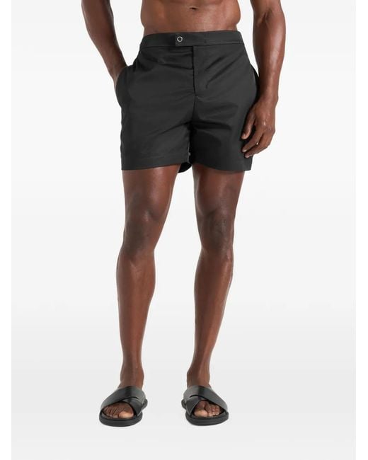 Manière De Voir Black Brian Polished Nylon Swim Shorts for men