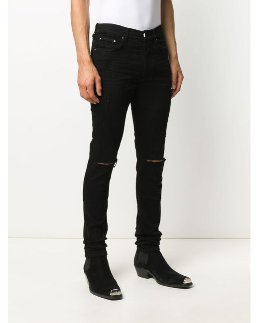 Amiri Denim Ripped Mid-rise Skinny Jeans in Black for Men - Lyst