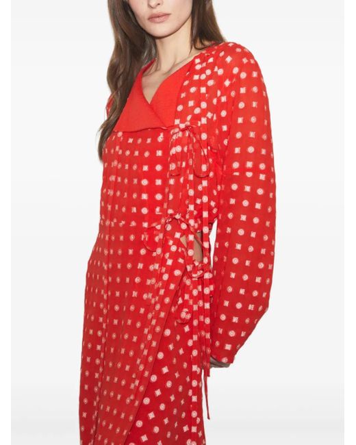 Tory Burch Red Jacquard Wrap Dress