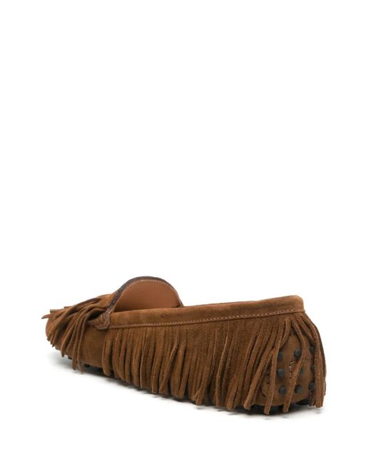 Scarosso Brown Fringed Suede Loafers