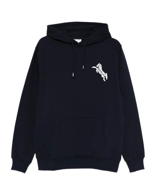 Drole de Monsieur Hoodie Met Geborduurd Logo in het Blue voor heren