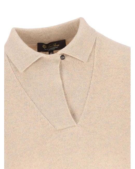 Loro Piana Natural Knitted Polo Top