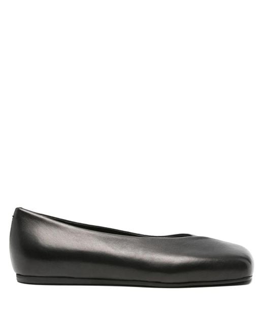 Vic Matié Black Square-Toe Leather Ballet Flats