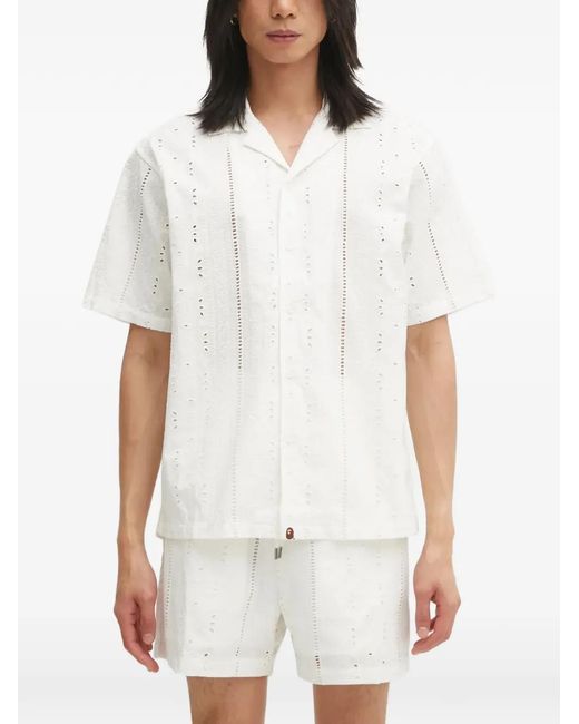 A Bathing Ape White Broderie-Anglaise Shirt for men