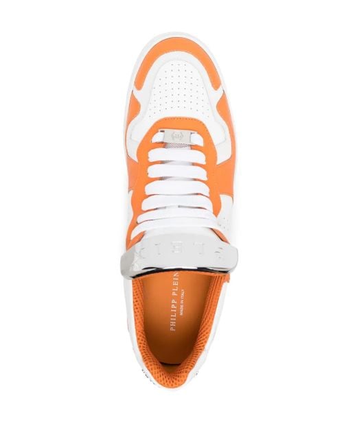 Philipp Plein White Logo-Plaque Panelled Sneakers