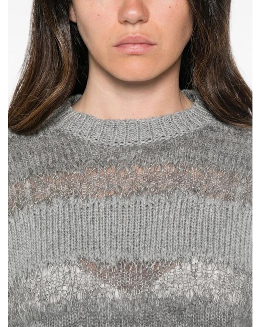 Fabiana Filippi Gray Striped Open-Knit Sweater
