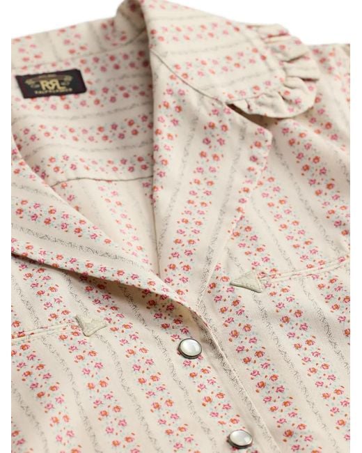 RRL Natural Floral-Print Ruffled-Trim Shirt