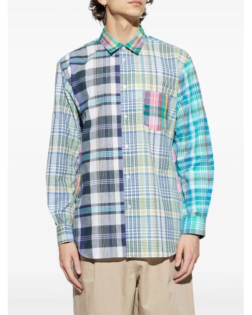 Comme des Garçons Blue Button-Up Spread Collar Shirt With Chest Pocket For for men