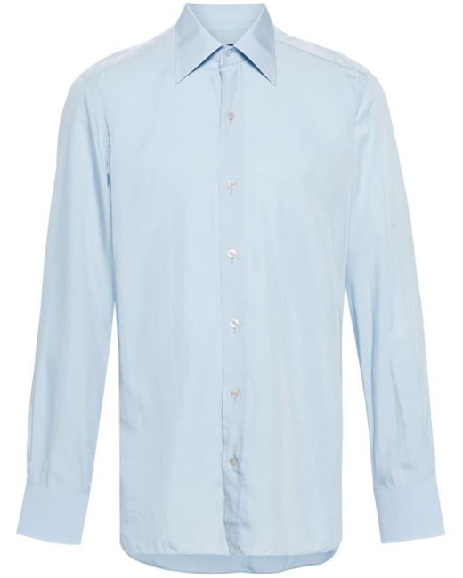 Camisa de manga larga Tom Ford de hombre de color Blue