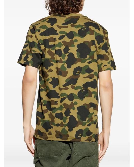 A Bathing Ape Green Camouflage-Print T-Shirt for men