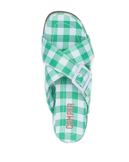 Camper Green Atonik Gingham-Check Sandals