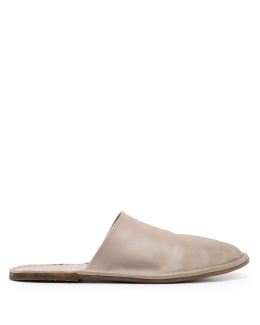 Marsèll White Round-toe Leather Slippers for men