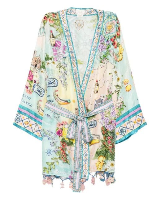 Capa cruzada con estampado floral Camilla de color Blue