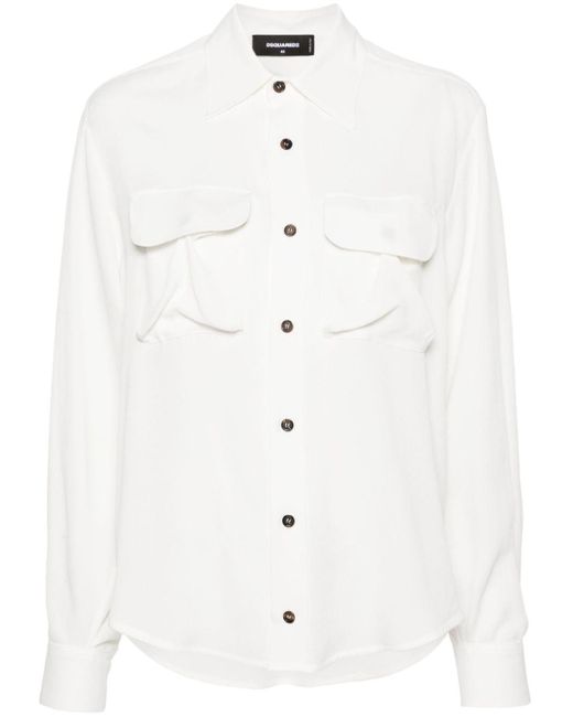 DSquared² White Hemd mit spitzem Kragen