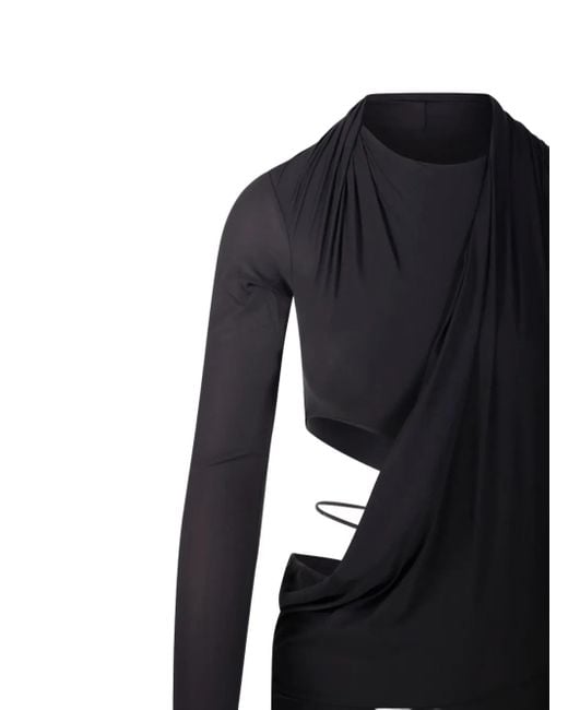 Amazuìn Black Draped Cutout Dress