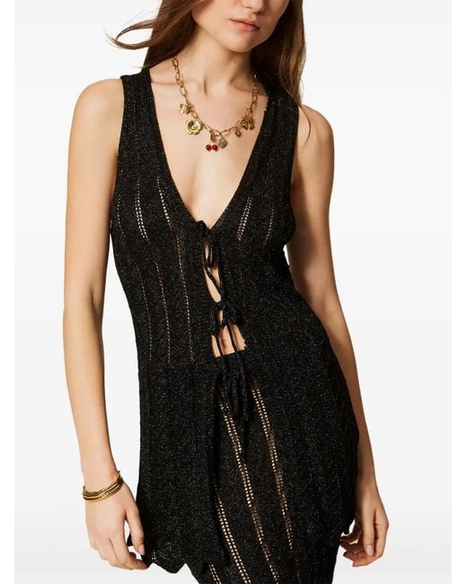 Twinset Black Knitted V-Neck Vest
