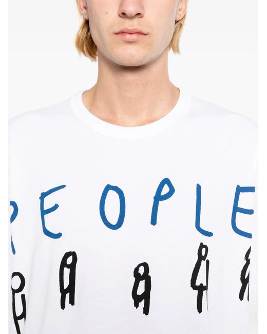 Comme des Garçons White Cotton Printed T-Shirt for men