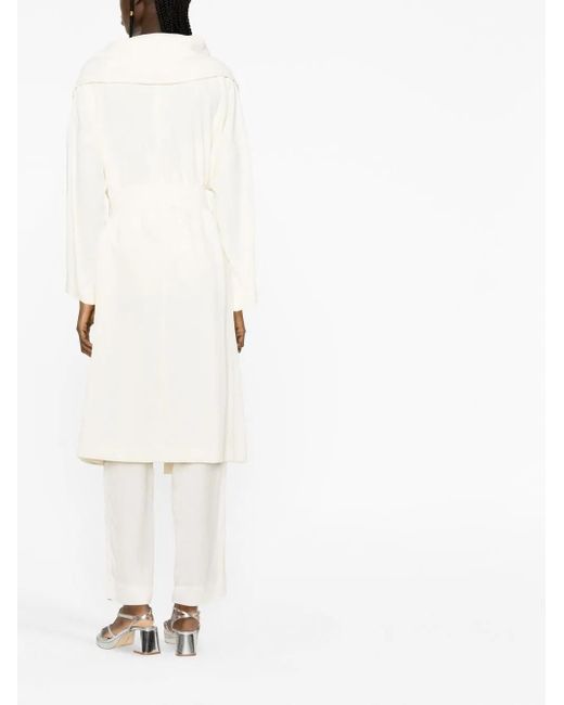 Twinset White Drawstring Duster Coat
