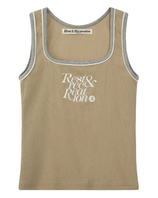 Rest&Recreation Natural Square-Neck Ribbed Top