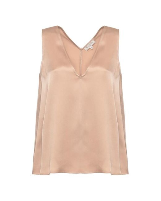 Antonelli Natural Patent-Finish V-Neck Top